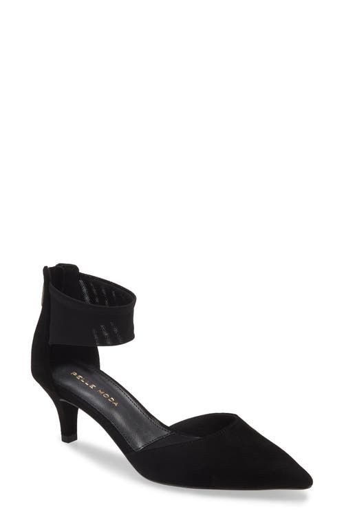 Cam Pointy Toe Ankle Strap Pump in Black