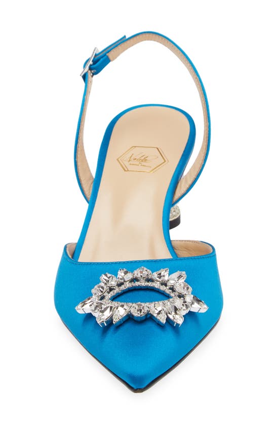 Shop Nalebe Aurum Embellished Slingback Pointed Toe Pump In Light Blue