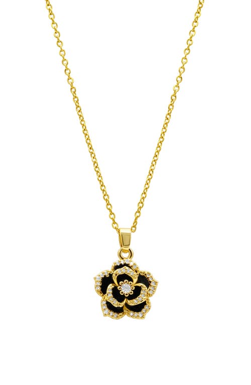 Shop Adornia Crystal & Carnelian Flower Pendant Necklace In Black/gold