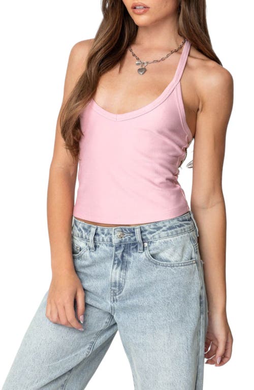 Shop Edikted Racerback Stretch Tank Top In Pink