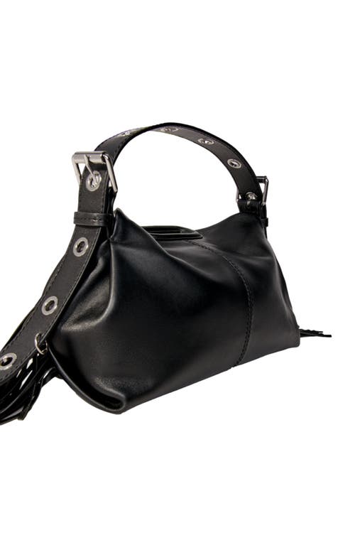 Maje Miss M Mini Embossed Leather Bag In Black
