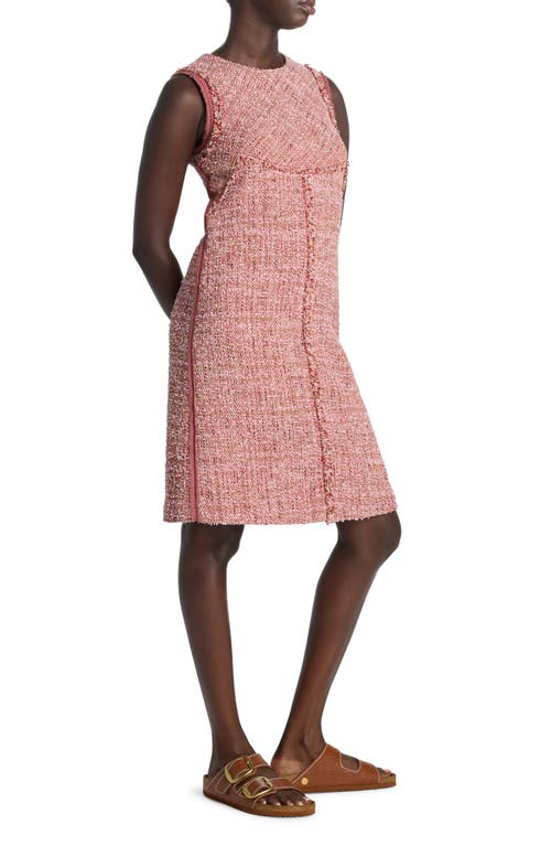 St John Georgette-trim Eyelash Fringe Tweed Sleeveless Dress In Petal Pink/cranberry Multi