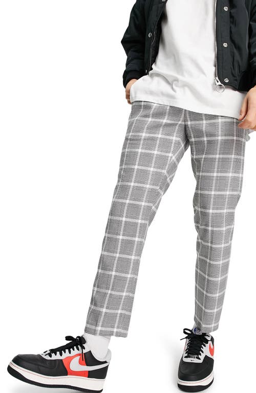 Topman Men's Checkered Skinny Fit Trousers in Black