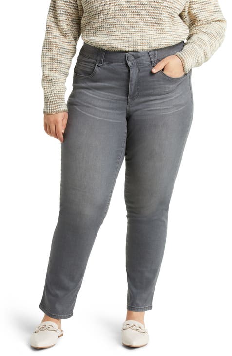 Womens Plus Size Dark Gray Distressed Denim Jeans Size 18 Button