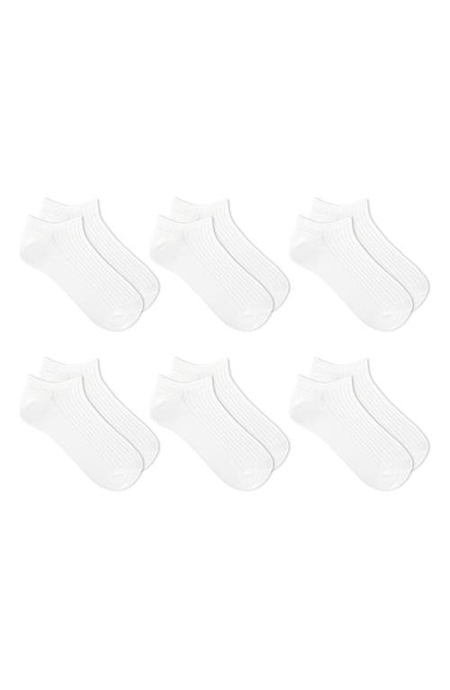 6-Pack Assorted No-Show Socks in White