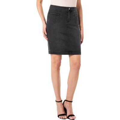 Liverpool Denim Pencil Skirt, Grey