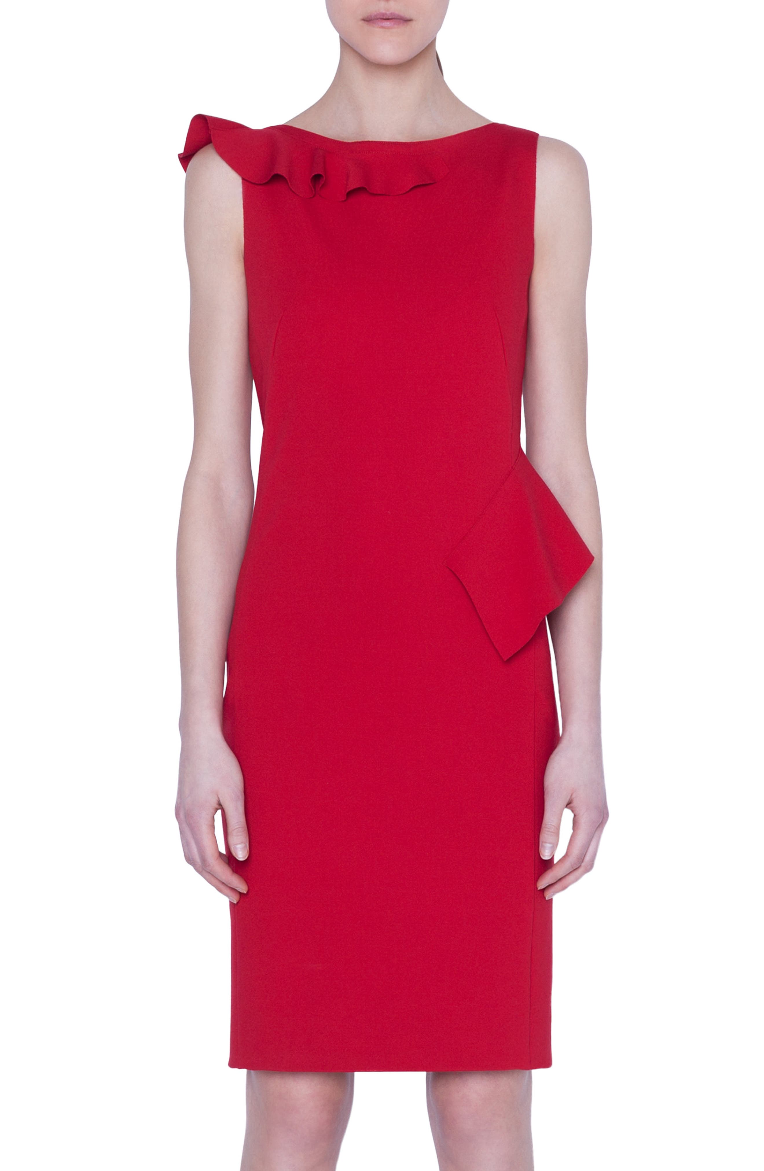 Akris Punto Ruffle Detail Jersey Dress, Red