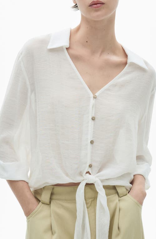 MANGO MANGO FLARE SLEEVE BUTTON-UP TOP 