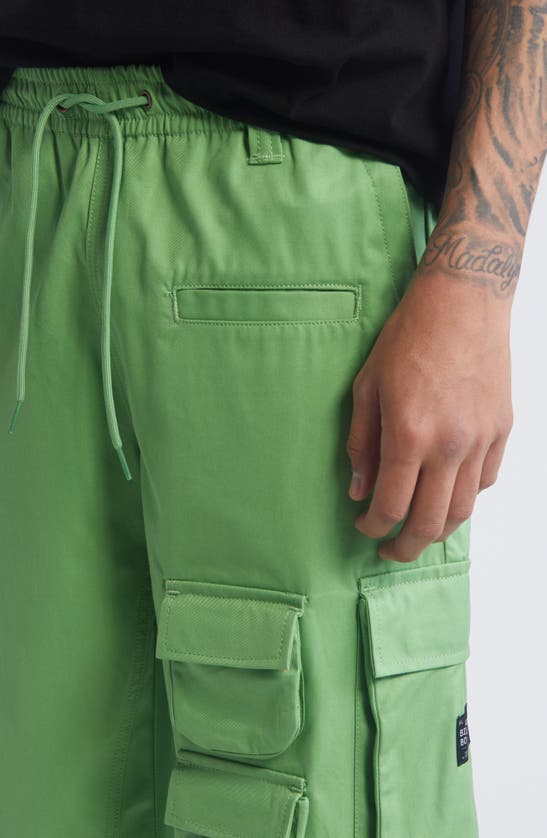 Shop Billionaire Boys Club Terra Cotton Cargo Drawstring Pants In Green Tea