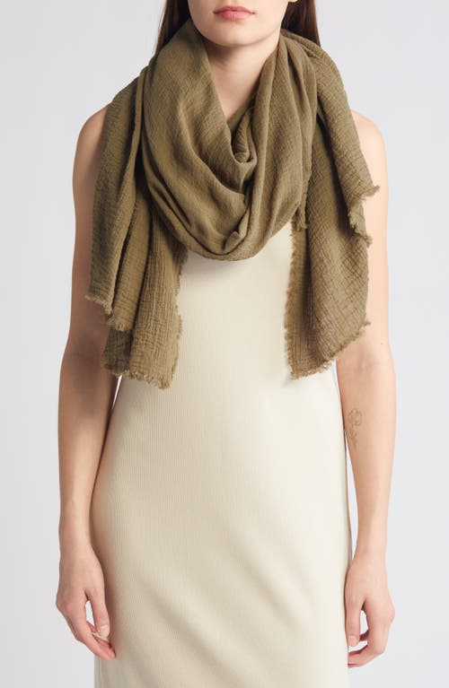 Cotton Crinkle Scarf in Olive Burnt
