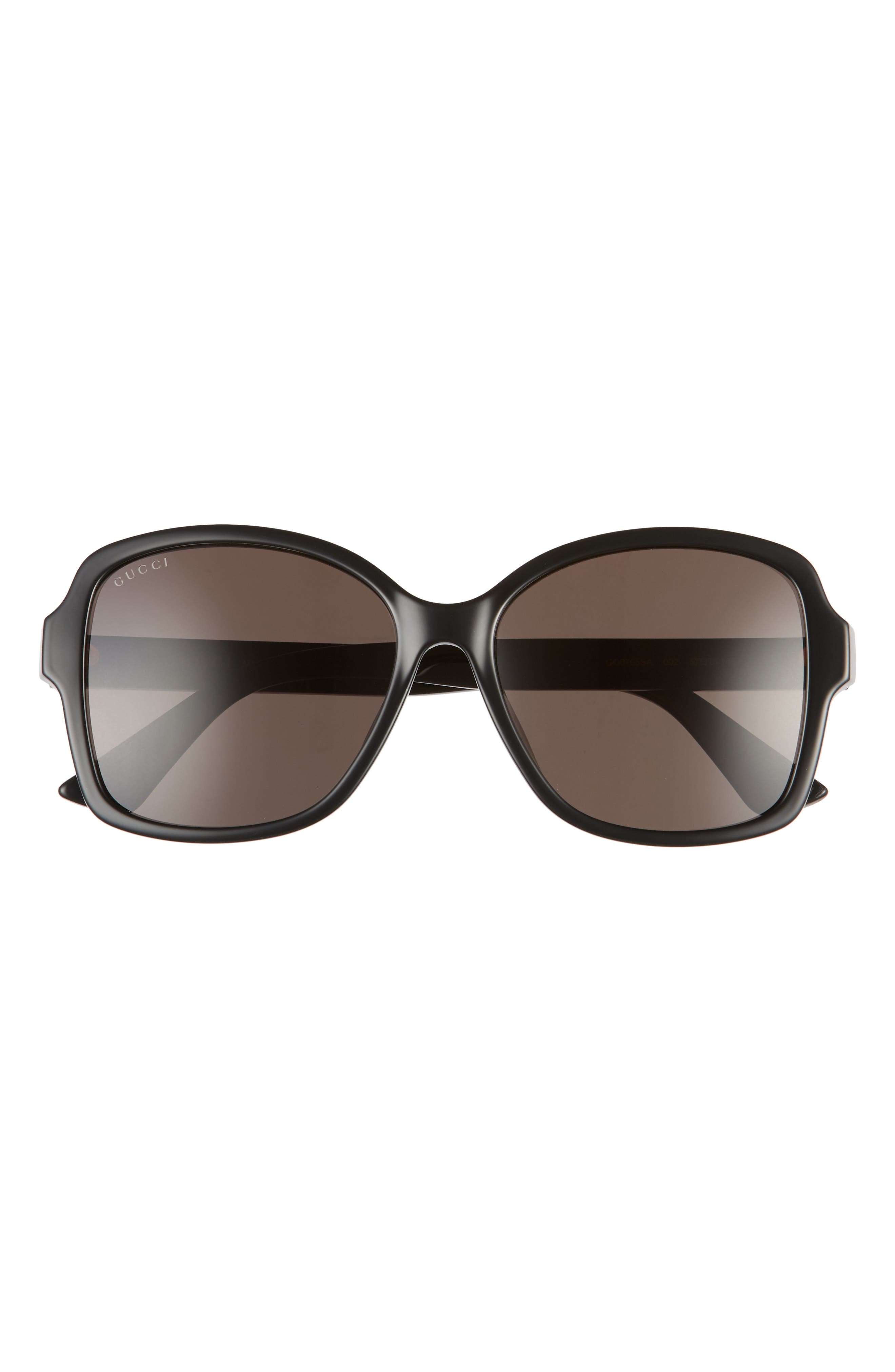 Gucci 57mm Rectangular Sunglasses in Black/Grey at Nordstrom