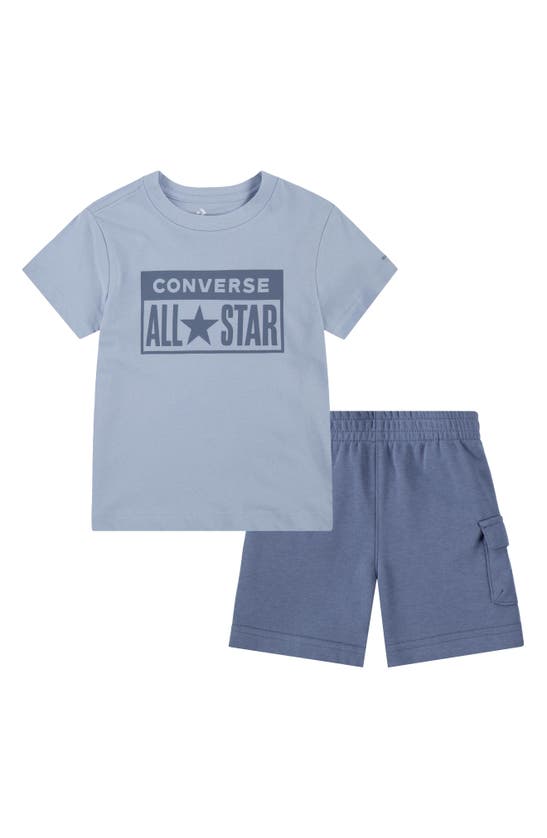 Shop Converse Kids' License Plate T-shirt & Cargo Shorts In Thunder Daze