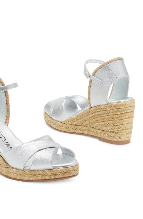 Shop Stuart Weitzman Mirela Espadrille Sandal In Silver/natural