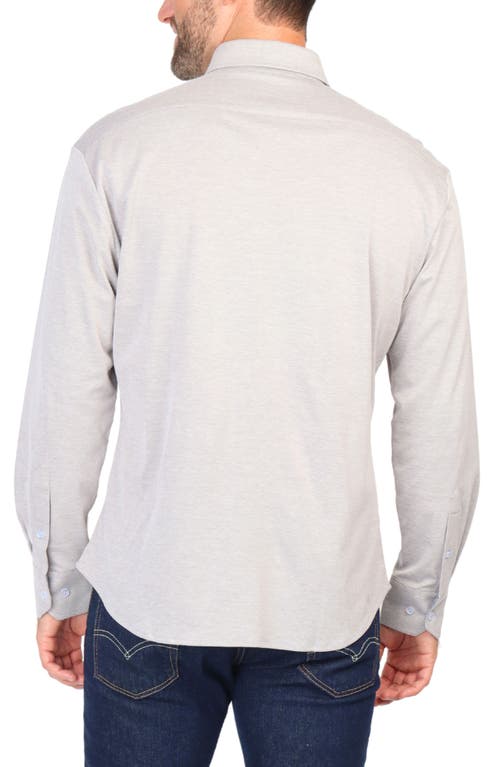Tailorbyrd Micro Pique Long Sleeve Button-up Shirt In Grey