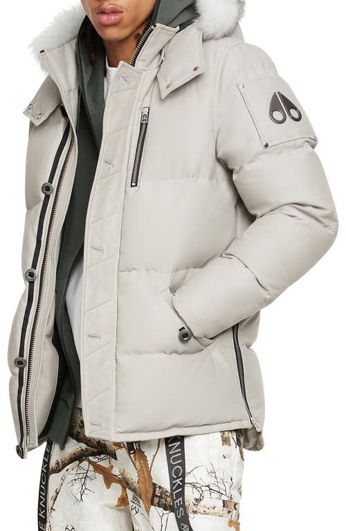 Moose Knuckles 3q Down Jacket In Storm Grey W/nat Shearling