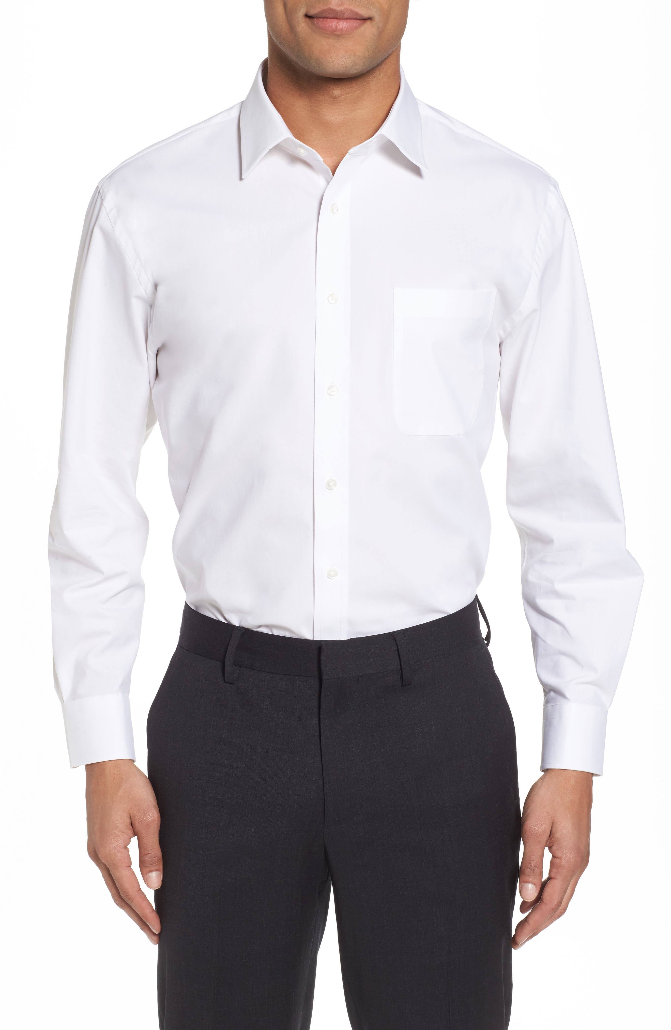 Nordstrom Men's Shop TechSmart Traditional Fit Stretch Pinpoint Dress