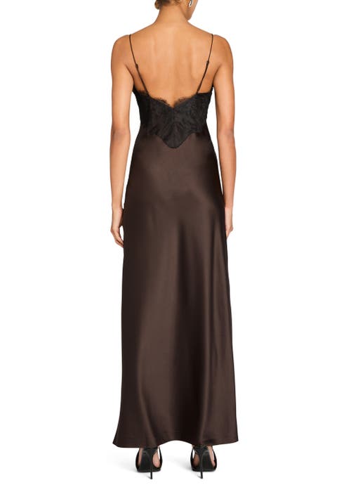 Shop Ser.o.ya Grenache Satin Maxi Dress In Ash Brown