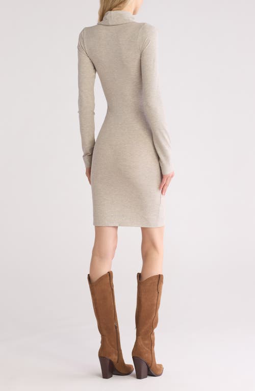 Go Couture Cowl Neck Long Sleeve Minidress In Marble Rib