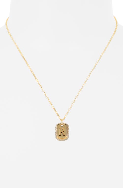 Meshmerise Diamond Initial Dog Tag Pendant Necklace In Yellow-r