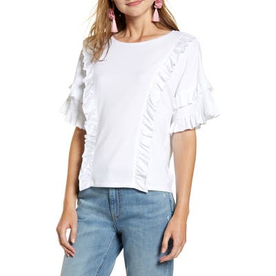 Rachel Parcell Ruffle Tee, White (Nordstrom Exclusive)