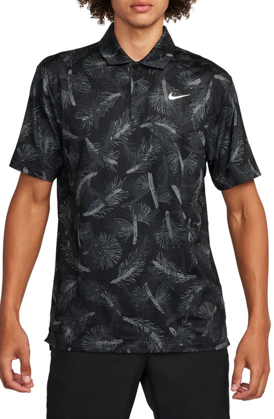 Nike Tour Pines Print Dri-fit Golf Polo In Black