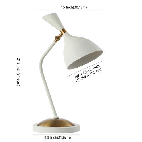 Shop Jonathan Y Albert Iron Retro Mid-century Led Table Lamp In White