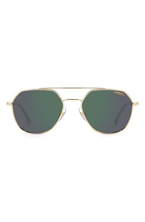 Carrera Eyewear 53mm Polarized Round Sunglasses in Gold/Green Grey Polar