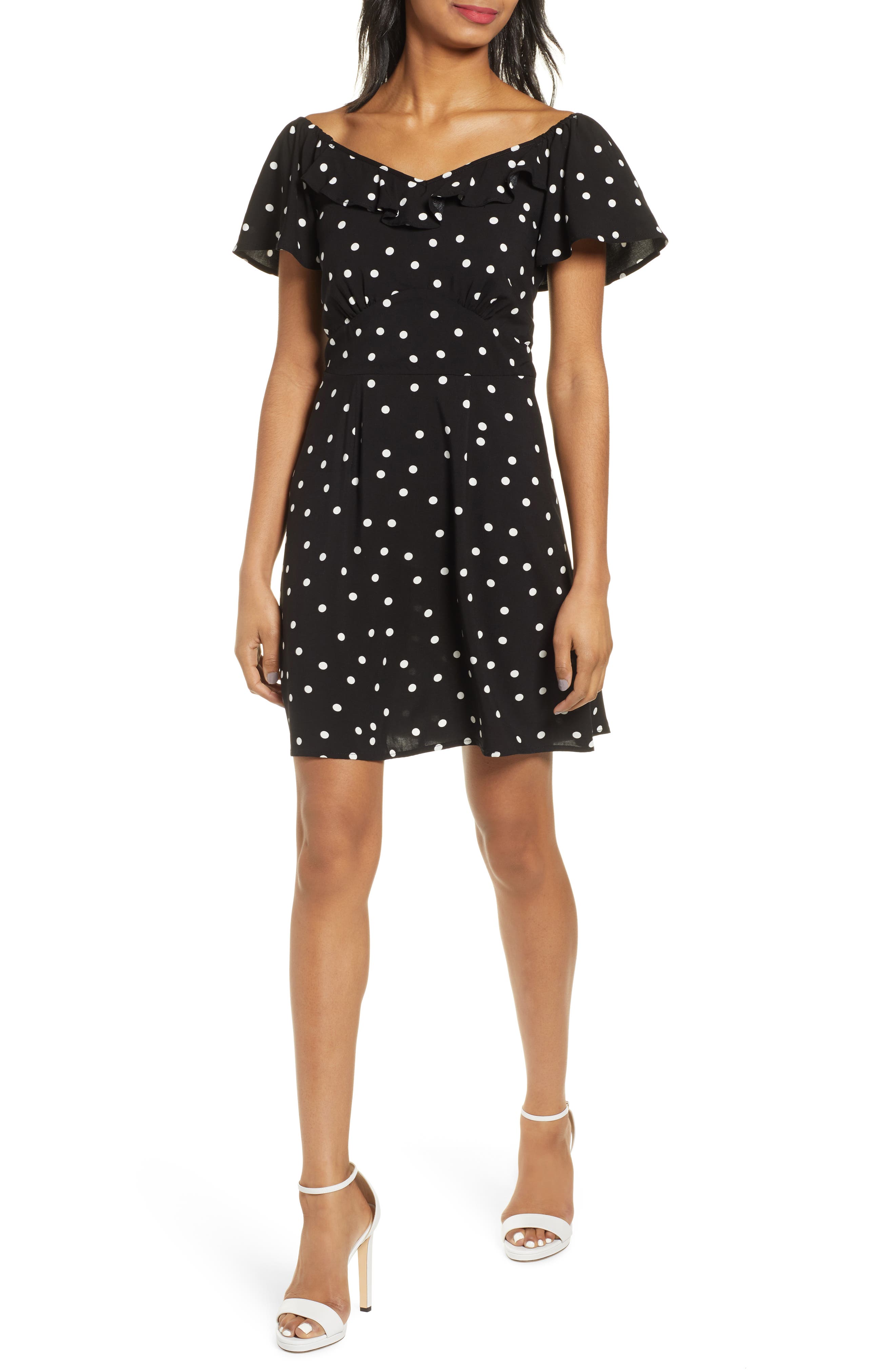 Row A Ruffle Minidress, Black