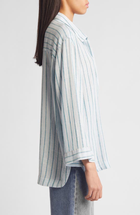 Shop Rails Banks Stripe Linen Blend Popover Shirt In Cambria Stripe