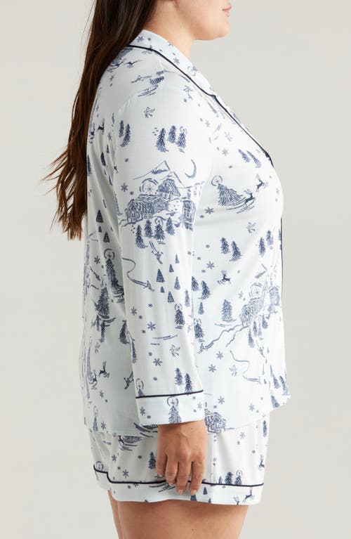 Shop Nordstrom Moonlight Eco Long Sleeve Stretch Modal Short Pajamas In Blue Chateau Toile