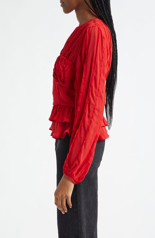 Shop Farm Rio Pleated Peplum Top In Red