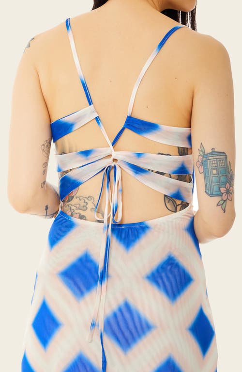 Shop Find Me Now Kai Tie Back Stretch Mesh Dress In Neptune