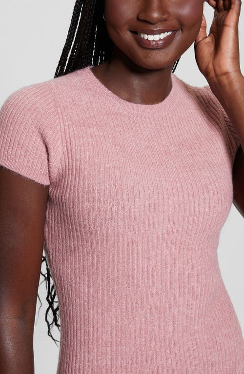 Guess Toki Rib Mini Sweater Dress In Pink Roses Multi