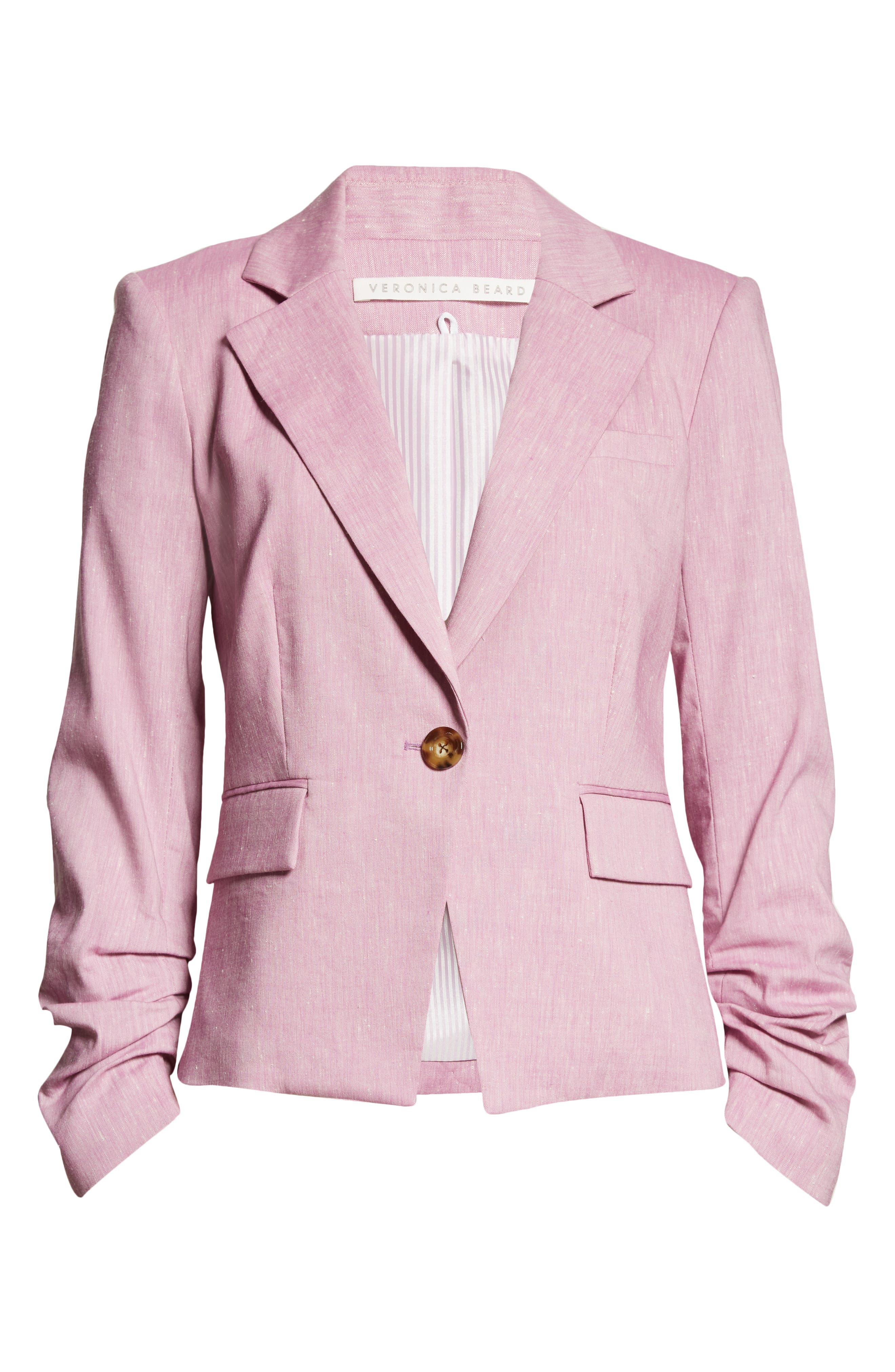 pink linen blazer womens