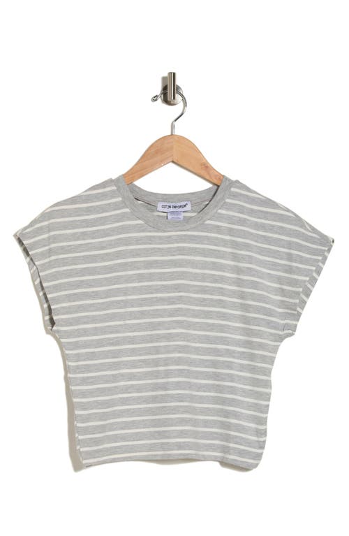 Shop Cotton Emporium Striped Crewneck T-shirt In H Grey/white