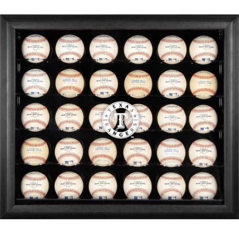 Texas Rangers Logo Black Framed 30-Ball Display Case