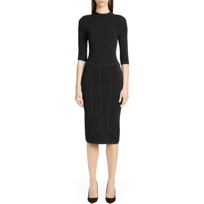 Emporio Armani Fitted Ottoman Knit Sweater Dress, US / 46 IT - Black