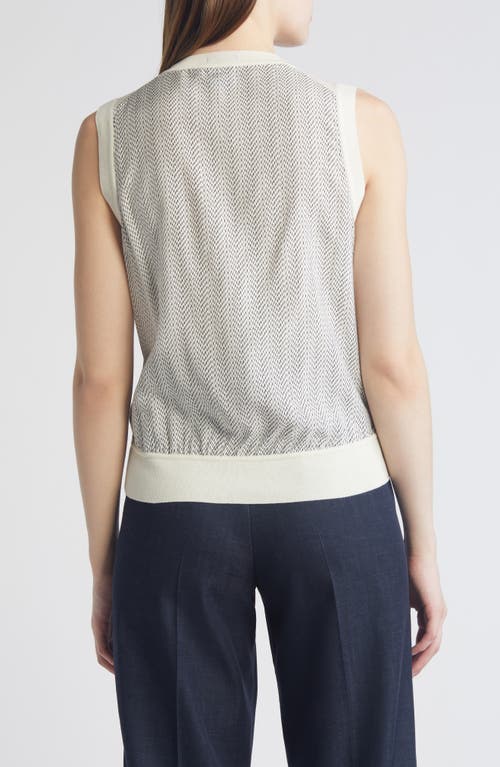 Shop Hugo Boss Boss Flatina Mixed Media Sleeveless Sweater In Soft Cream