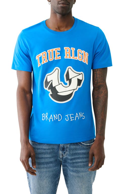 Spliced Horseshoe Graphic T-Shirt in Imperial Blue