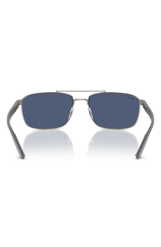 Ray Ban 60mm Rectangular Sunglasses In Gunmetal