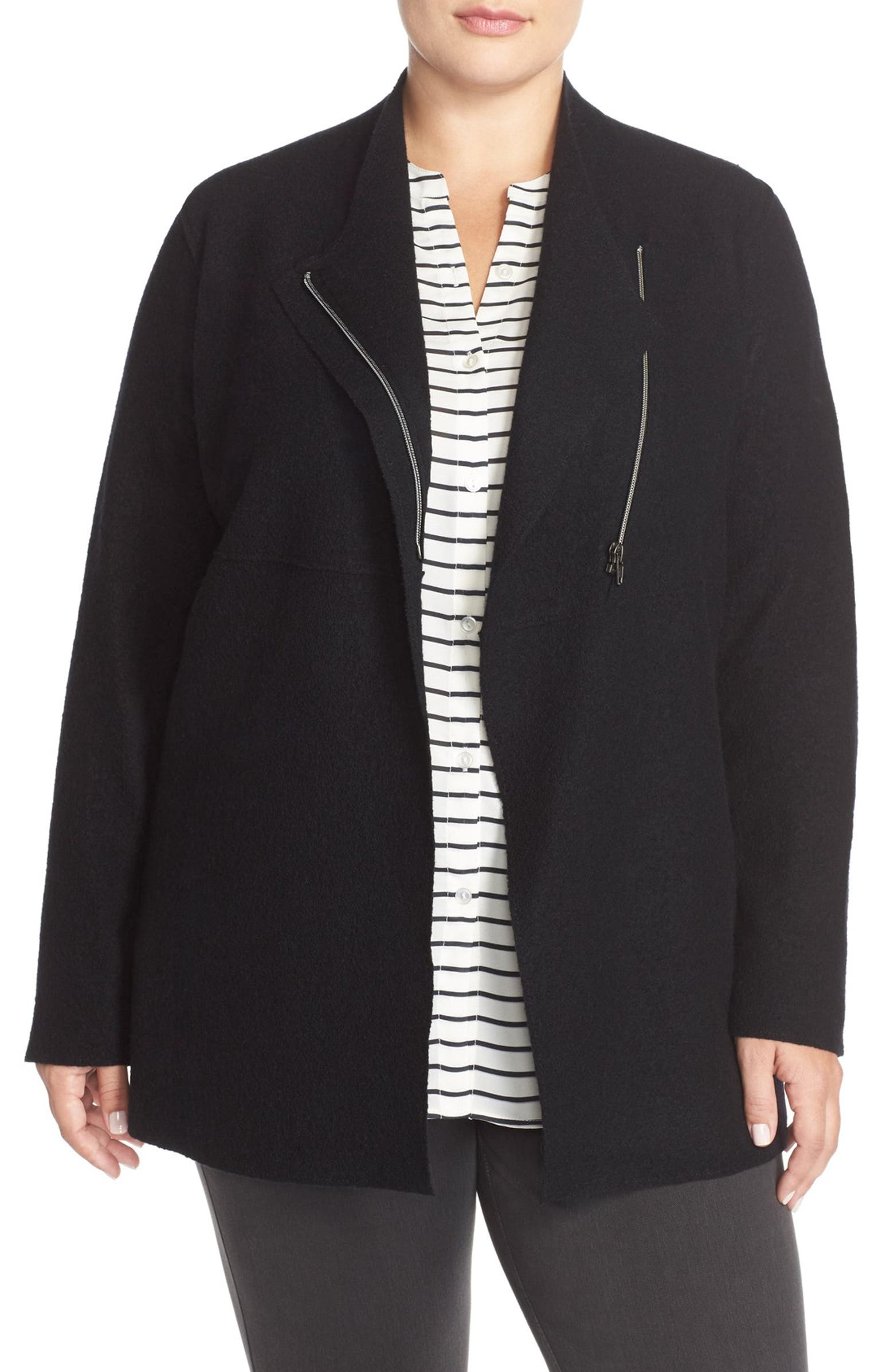 Eileen Fisher Shaped Lightweight Boiled Wool Jacket (Plus Size) | Nordstrom
