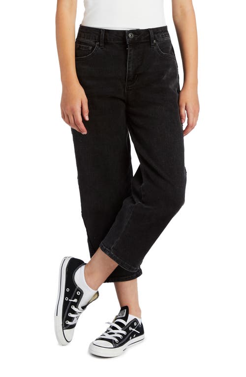 Shop Tractr Kids' Crop Barrel Leg Jeans In Black Wash