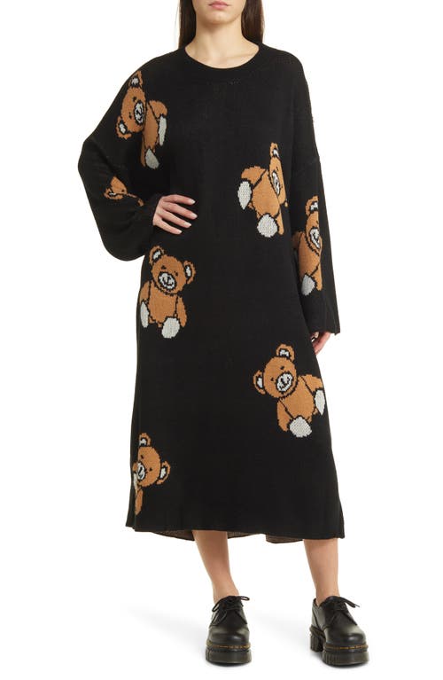 Dressed Lala Literally Limitless Long Sleeve Oversize Sweater Dress Teddy Bears at Nordstrom,