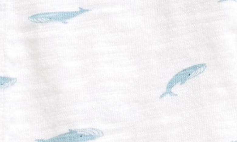 Shop Nordstrom Print Short Sleeve Cotton Henley Romper In White- Blue Whale Friends