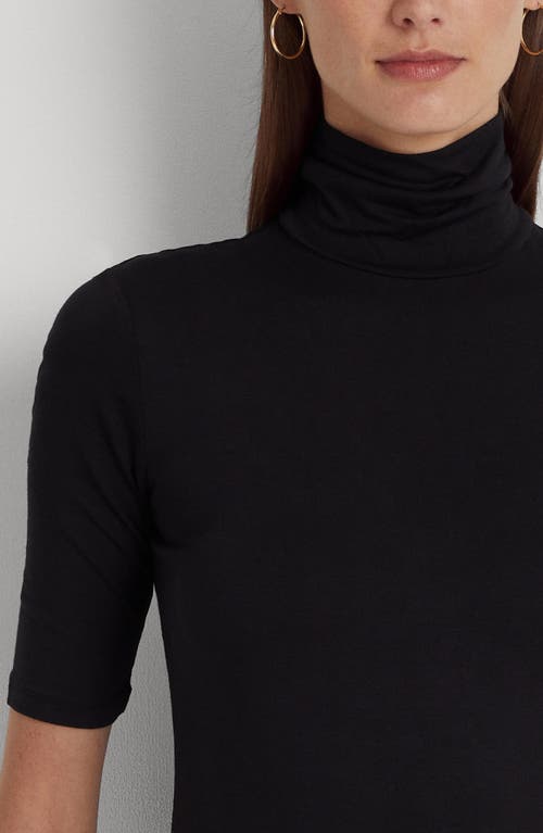 Shop Lauren Ralph Lauren Jersey Turtleneck Top In Polo Black