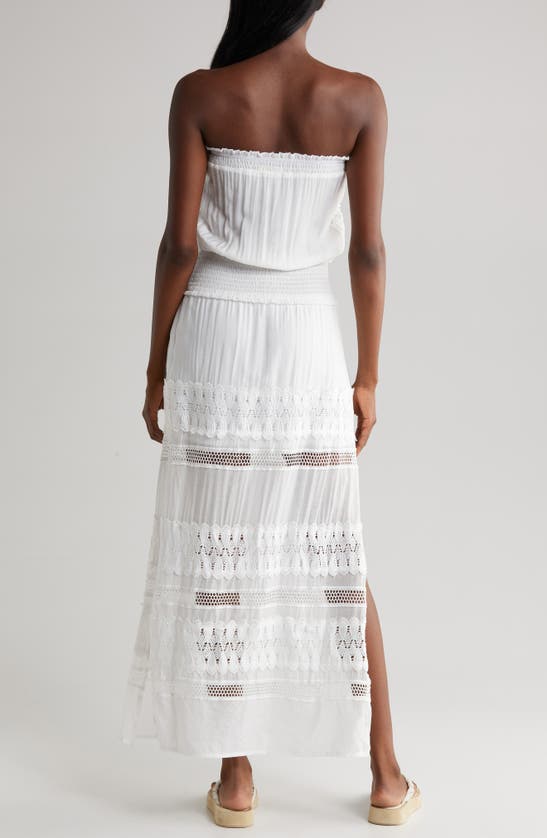 Shop Elan Lace Strapless Cover-up Maxi Dress In White