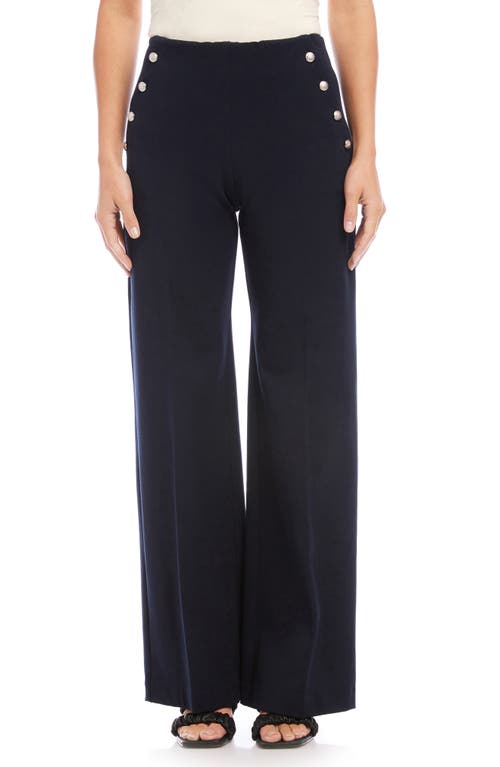 FIFTEEN TWENTY Button High Waist Wide Leg Pants in Midnight