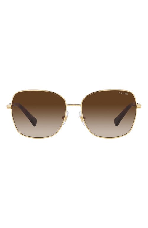58mm Gradient Rectangular Sunglasses in Gold