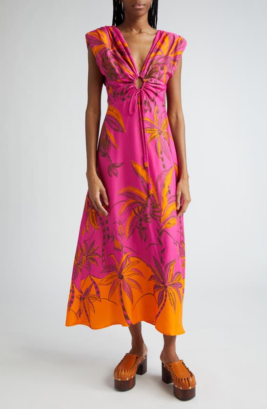 Shop Farm Rio Beach Forest Print Maxi Dress In Beach Forest Pink