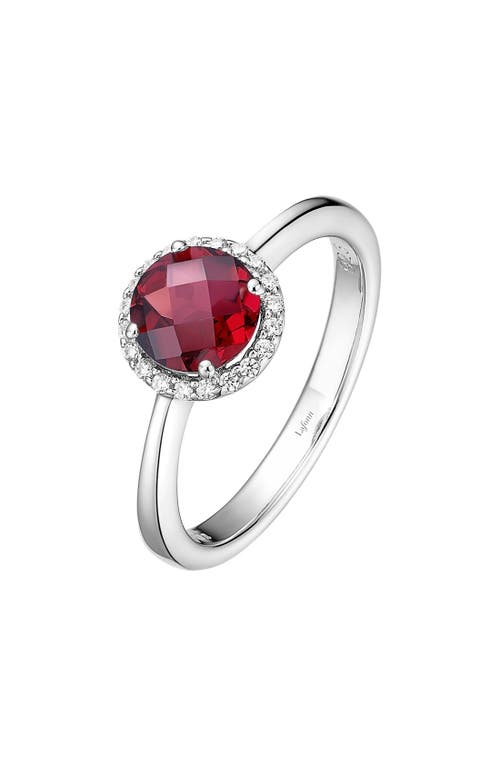 Lafonn Birthstone Halo Ring in January Garnet /Silver at Nordstrom, Size 7
